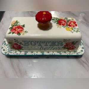 The Pioneer Woman Vintage Floral Stoneware Butter Dish! “USED”